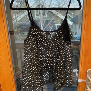 urban outfitters polka dot sheer tie top